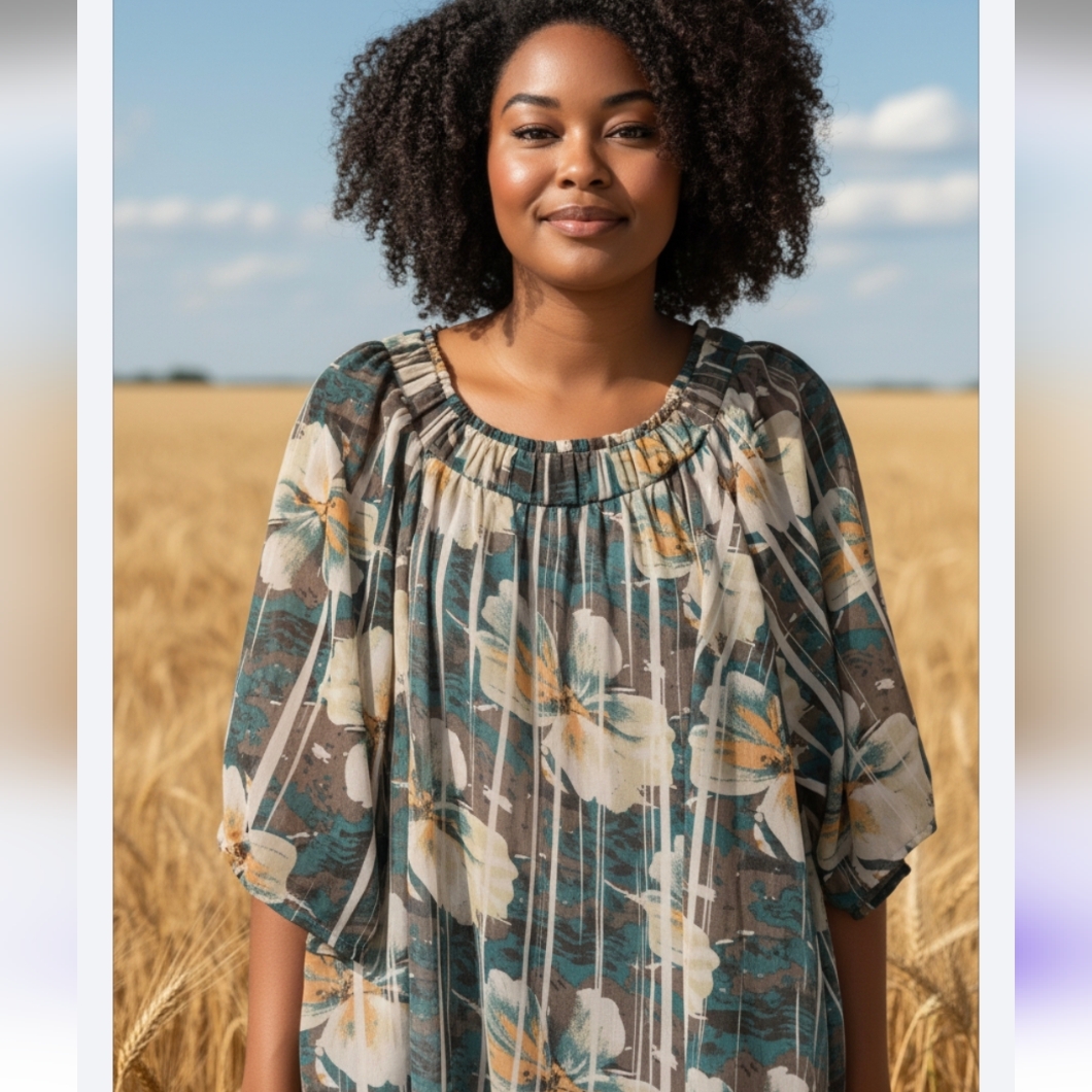 Women's 3/4 Sleeve Floral Top